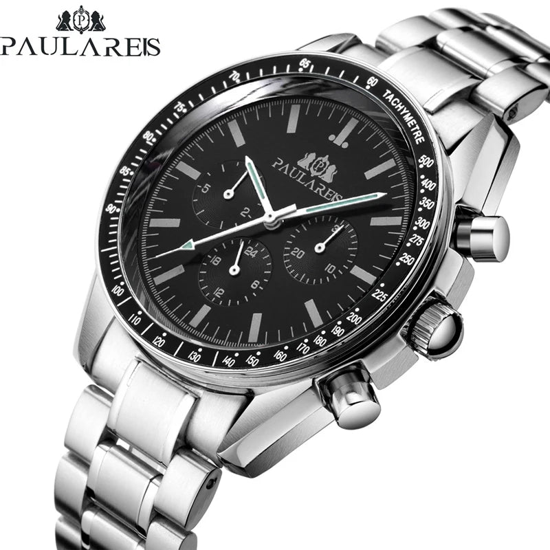 PAULAREIS P Brand Luxury Men Mechanical Watches Calendar Business Watch Men's Sports Waterproof Stainless Steel Automatic Watches