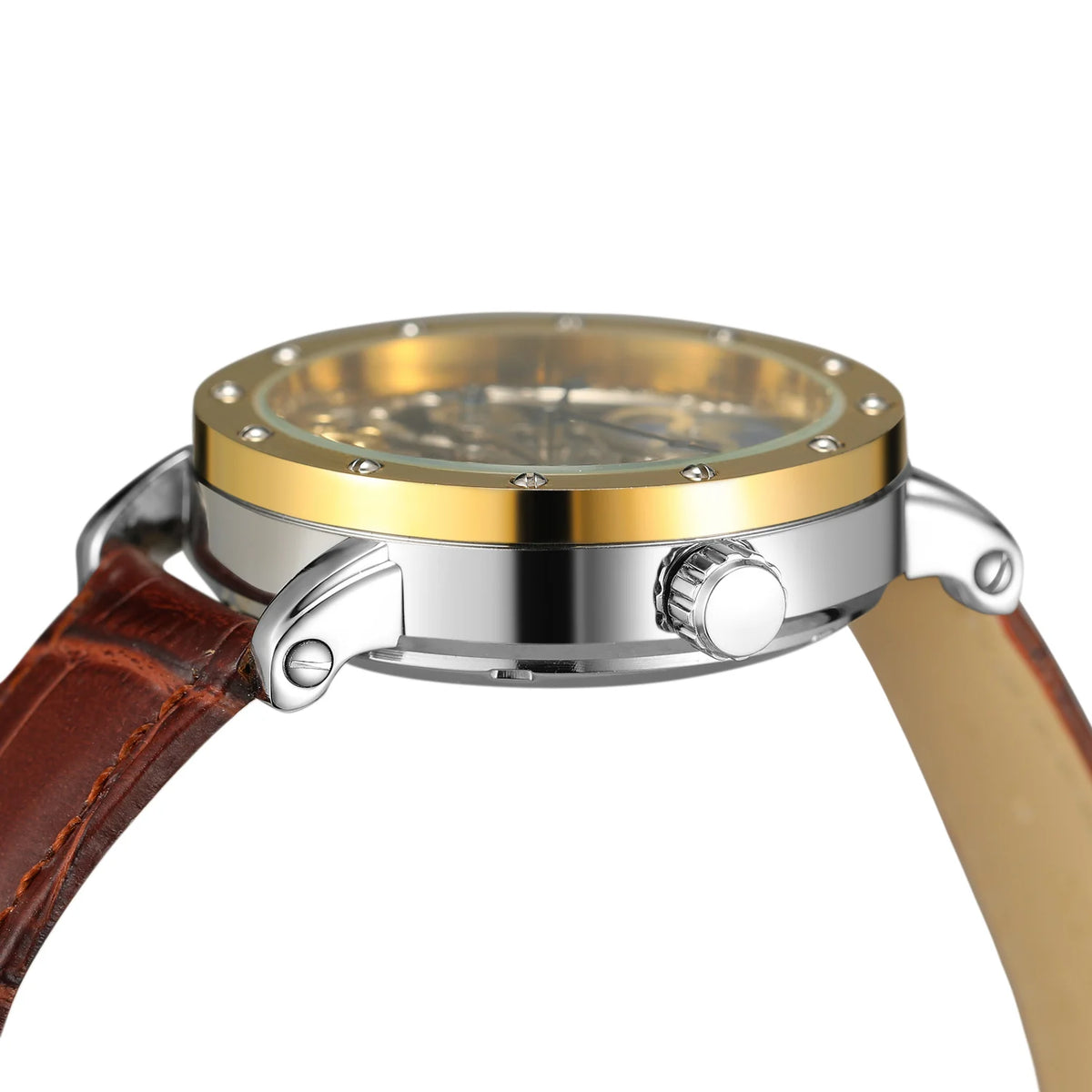 SKROX automata mechanikus férfi karóra, szkeleton modell GMT funkcióval, holdfázis-kijelzővel és tourbillon-nal – Elegáns és eredeti, csúcsminőségű luxusóra.