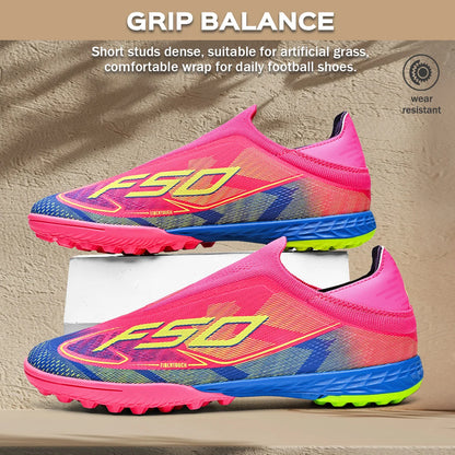 TF Soccer Shoes For Kids Youth PU Fabric Upper Rubber Sole Wear-resistant Non-slip Training Football Boots