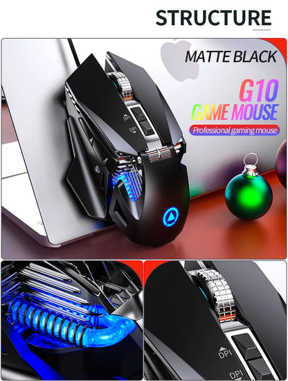 Kabelgebundene RGB-Esports-Gaming-Maus mit Hintergrundbeleuchtung, 200-7200 DPI einstellbar, USB-Kabelanschluss für PC, Laptop und FPS-Spiele