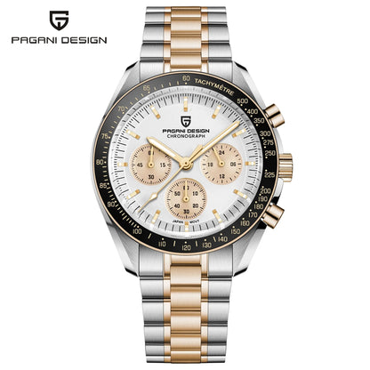 Pánske hodinky PAGANI DESIGN „New Moon“ – luxusné quartzové hodinky, chronograf, zafírové sklo s antireflexnou úpravou, keramický rámček, luminiscenčné ručičky
