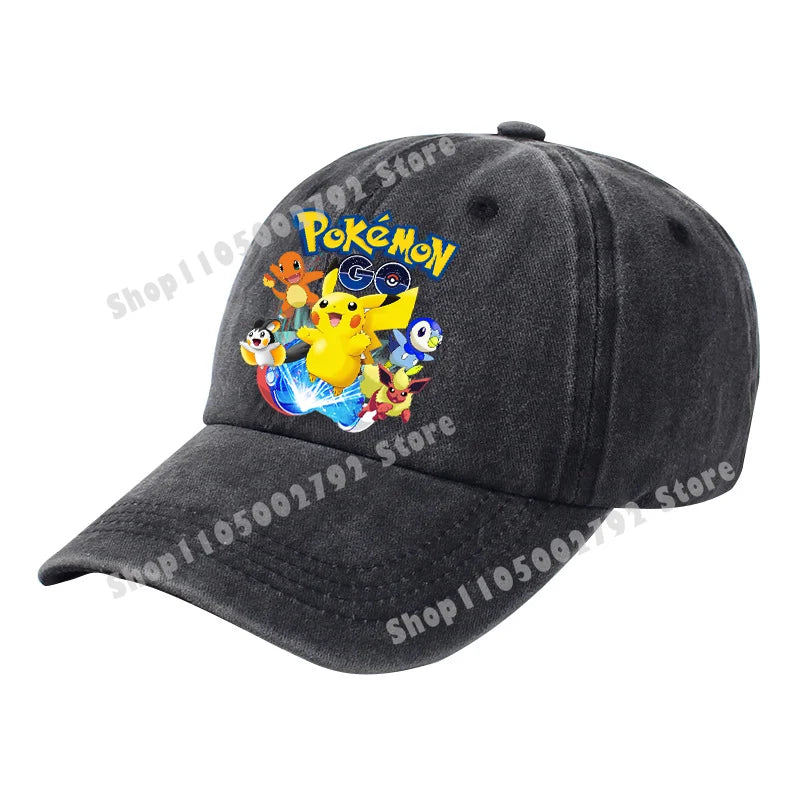 Pokémonové bejzbalové čiapky Pikachu Kawaii Anime postavičky Slnečné klobúky Letné vonkajšie detské a rodičovské slnečné klobúky Trendové čiapky s kačacím jazýčkom Darček