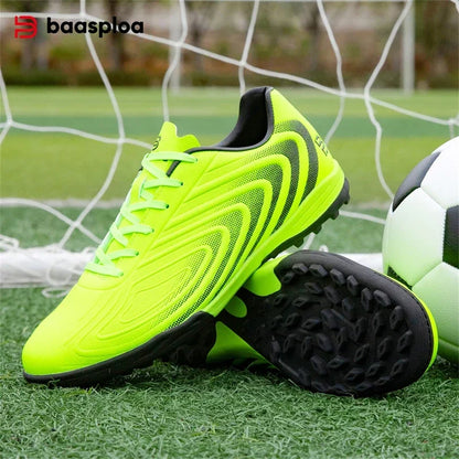 Baasploa Pantofi de fotbal profesioniști pentru bărbați, pantofi sport de antrenament antiderapant pentru exterior, ghete de fotbal din piele ușoară pentru bărbați, Chuteira Campo