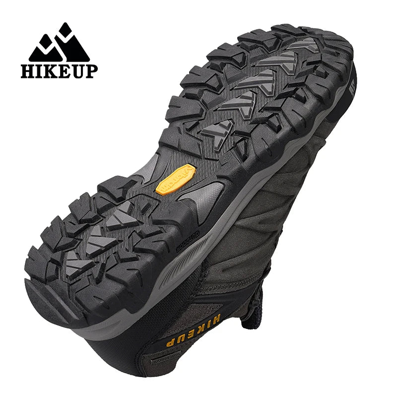 HIKEUP High-Quality Leather Hiking Shoes, Durable Outdoor Sport Men Trekking Leather Shoes, Lace-Up Climbing Hunting Sneakers