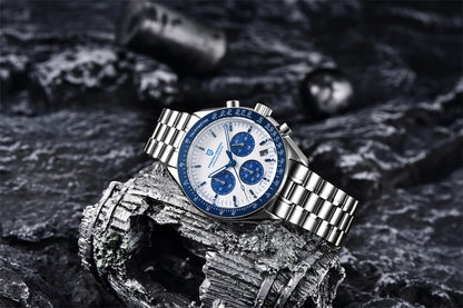 Pánske hodinky PAGANI DESIGN „New Moon“ – luxusné quartzové hodinky, chronograf, zafírové sklo s antireflexnou úpravou, keramický rámček, luminiscenčné ručičky