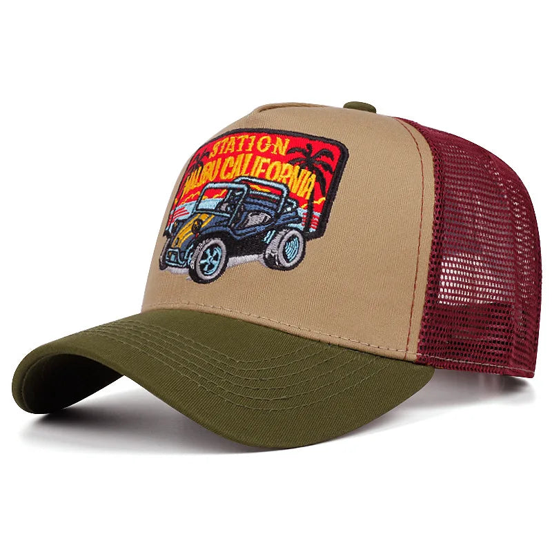 Trendi sas hímzésű baseball sapka férfiaknak és nőknek, nyári, lélegző hálós, snapback trucker sapka