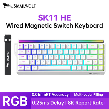 SMAILWOLF SK11 68HE Magnetic Gaming Keyboard Mechanical Wired Professional Gaming 0.01mm Quick Trigger 8KHz 0.25ms RGB Lighting