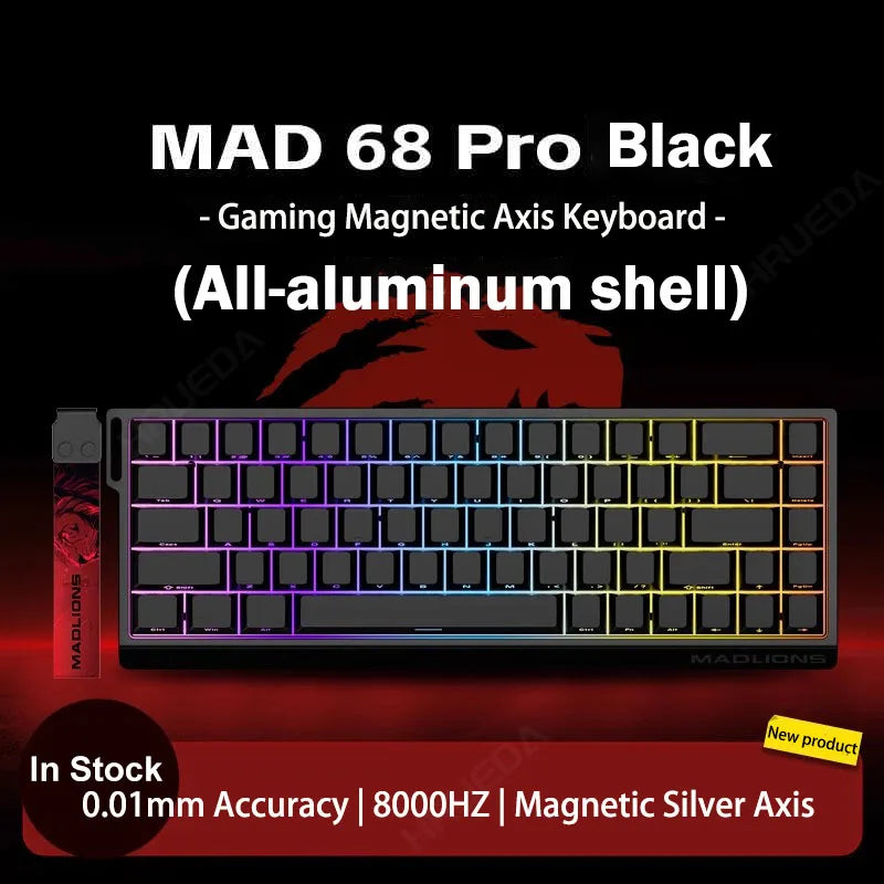 MADLIONS Mad 60he Mad60HE Mad 68HE Teclado mecânico com interruptores magnéticos, com fios, hot-swap, taxa de polling 8K, teclado gaming personalizado