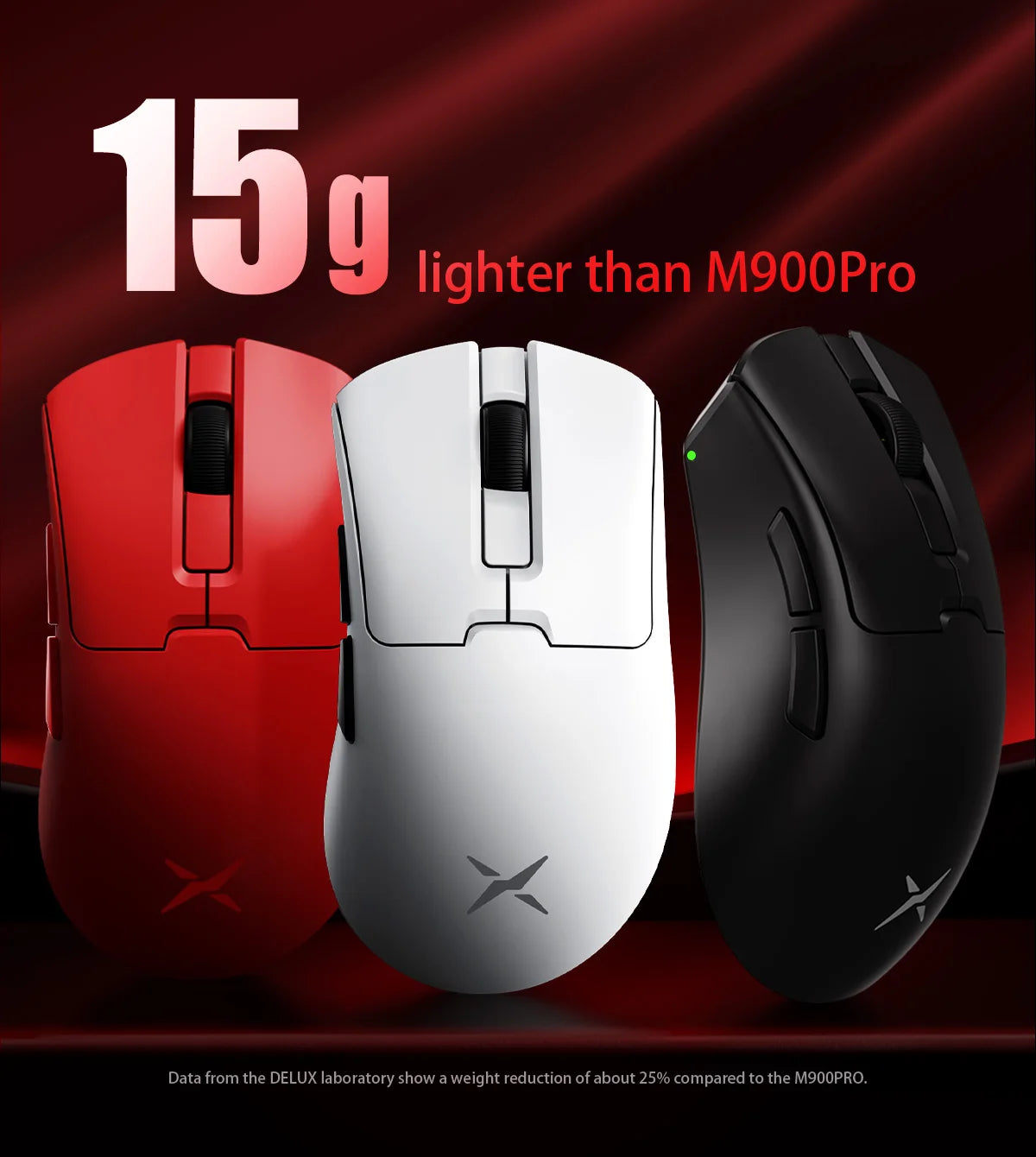Delux M900PRO ultralet version trådløs gamingmus ergonomisk 1K/8K polling rate 50g PAW3395 til højre stor hånd PC-gamer