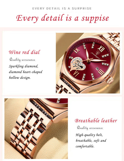 POEDAGAR Top Luxury Woman Watches Waterproof Luminous Date Stainless Steel Women's Quartz Wristwatch Elegant Dress Ladies Watch