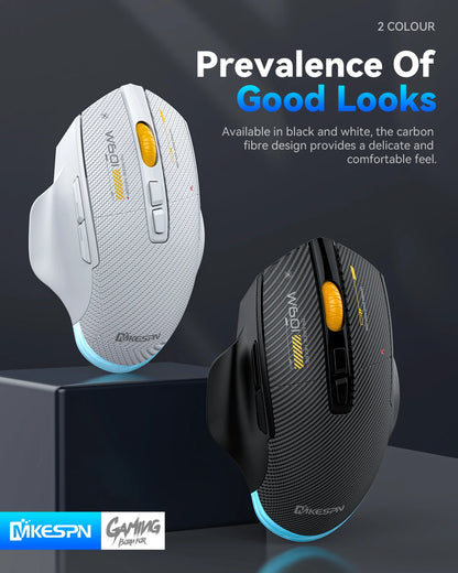 12800DPI 2.4G Wireless Bluetooth Wired Tri-mode Mouse Mute Button Macro Programming Carbon Fiber Gaming Mouse 500mAh 7 Keys