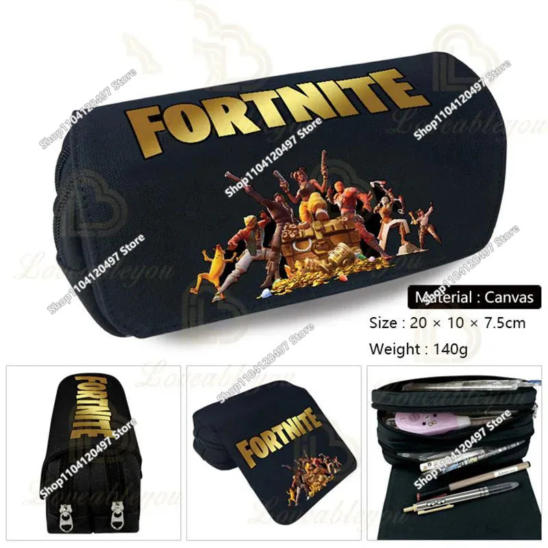 Голям ученически несесер Fortnited с голям капацитет, калъф за моливи, детска играчка, чанта за химикалки, ученически пособия, несесер за канцеларски материали, геймърски подаръци за момчета