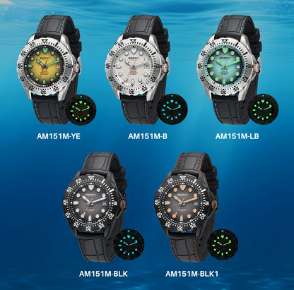 BERNY Automatic Diver Watch for Men Frosted Dial MIYOTA 8215 316L Supper Luminous Sapphire AR Fluororubber Men's Diving Watches