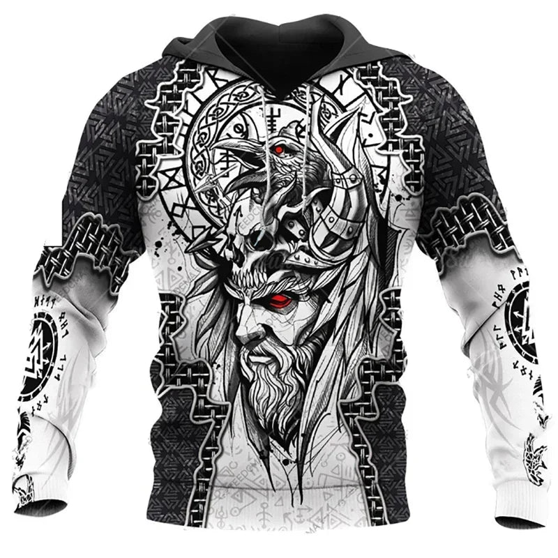 2023 New Autumn Men's Hoodie Wolf Print 3D Sweatshirts Urban Trendy All-Match Oversized Tops Poleron Hooded Clothes Men Clothing