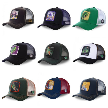 New Dragon Ball Son Goku Cap Summer Travel Peaked Cap Men's Embroidery Hip-Hop Cap Style Sun Visor Adjustable Trucker Mesh Cap