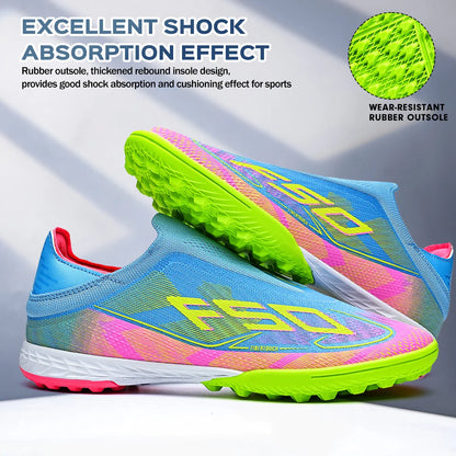 TF Soccer Shoes For Kids Youth PU Fabric Upper Rubber Sole Wear-resistant Non-slip Training Football Boots