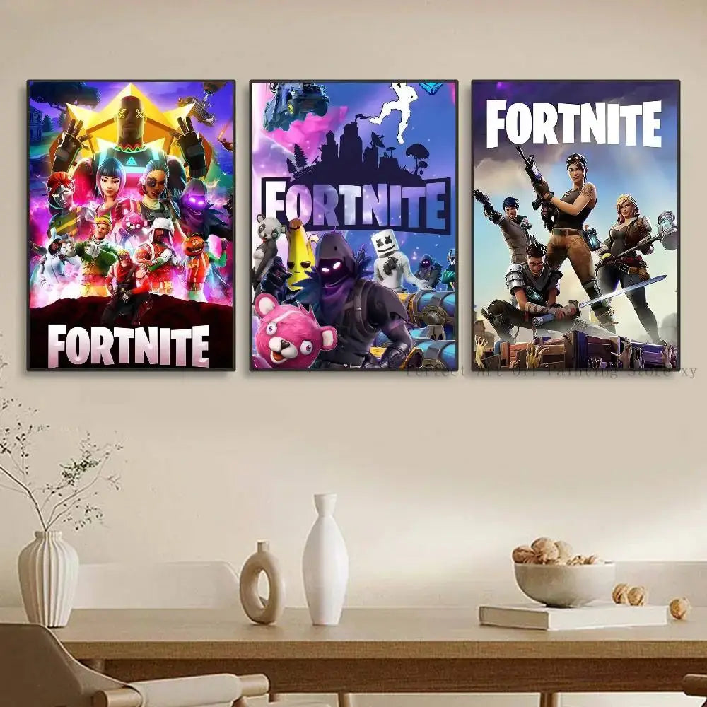 Game-F-F-Fortnites Posters Self Adhesive Waterproof Ideal For Living Room Bedroom Bar Decoration