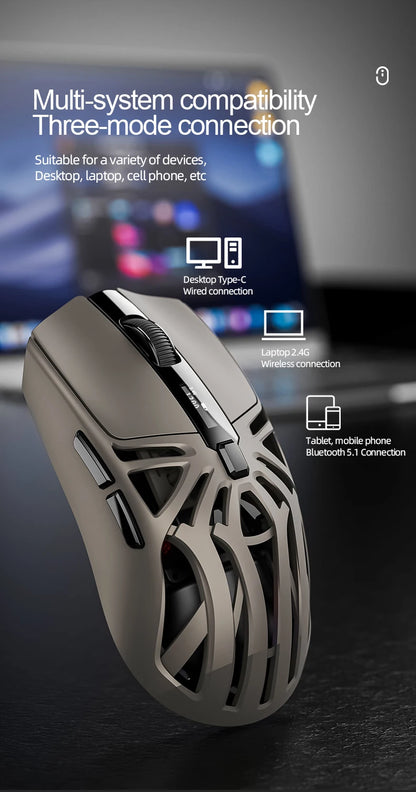 SMAILWOLF RS8 Gaming Mouse Bluetooth Wireless Three-mode Lightweight Hollow Design 1K Return Computer Long Battery Life