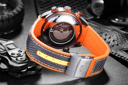 Classic Luxury Men Automatic Watch Multifunction Mechanical Wristwatch Rubber Strap Waterproof Week Date Watches Reloj Hombre