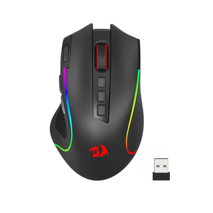 Herní myš Redragon M612 PRO BT & 2.4RGB, optická hráčská myš 8000 DPI kabelová/bezdrátová, 11 programovatelných tlačítek a 6 režimů podsvícení