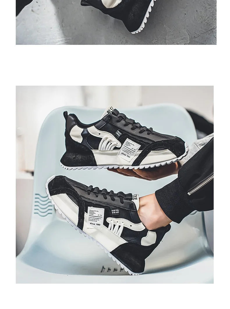 Shoes for Men Casual Sports Four Seasons Moccasins Trend Designed Personality Lace-up Leather Sneakers Comfortable Breathable