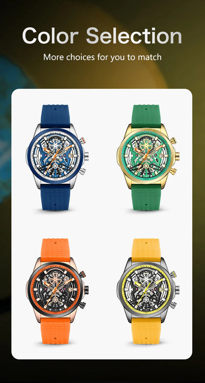 MEGIR Chronograph Quartz Watch Men Fashion Waterproof Yellow Silicone Strap Sport Wristwatch with Luminous Hands Auto Date 2235