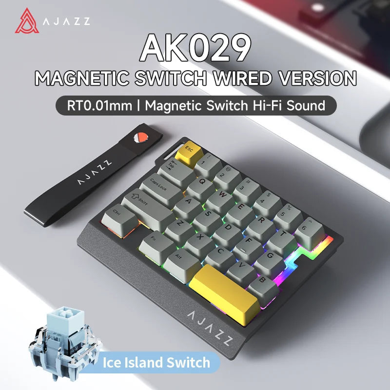 AJAZZ AK029 Wired One Handed Keyboard HE Magnetic Switch 8000Hz 29 Keys RGB Mini Gaming Mechanical Keyboard for PC Gamer