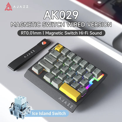 AJAZZ AK029 Wired One Handed Keyboard HE Magnetic Switch 8000Hz 29 Keys RGB Mini Gaming Mechanical Keyboard for PC Gamer