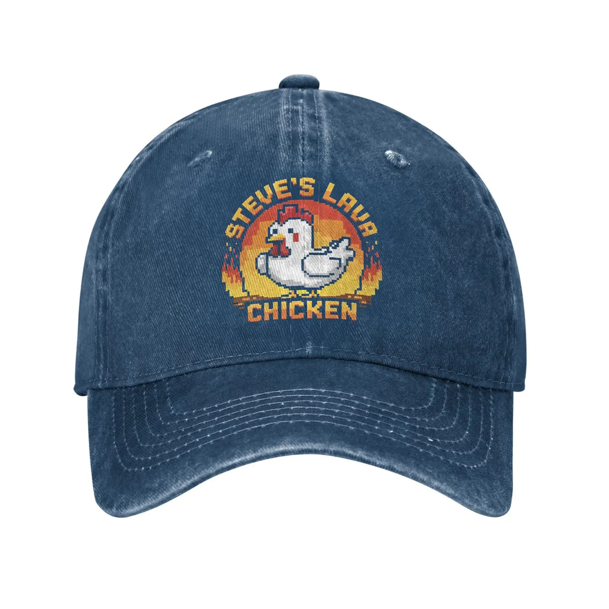Unisex Chicken Jockey Lava Chicken Print Steves Hat Fashion Distressed Washed Baseball Cap Adjustable