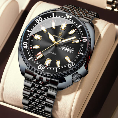 Orologio da uomo POEDAGAR di lusso, stile business, con data e giorno della settimana, impermeabile e luminescente, in acciaio inossidabile e con movimento al quarzo.