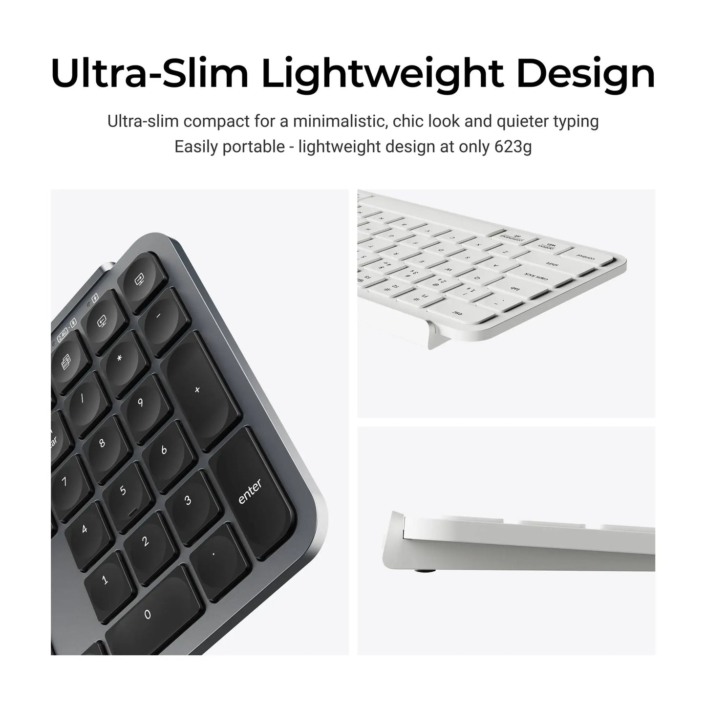 Teclado sem fios ultrafino Keychron B6 Pro com layout ISO, tamanho completo, portátil e leve, ligações 2.4GHz e Bluetooth