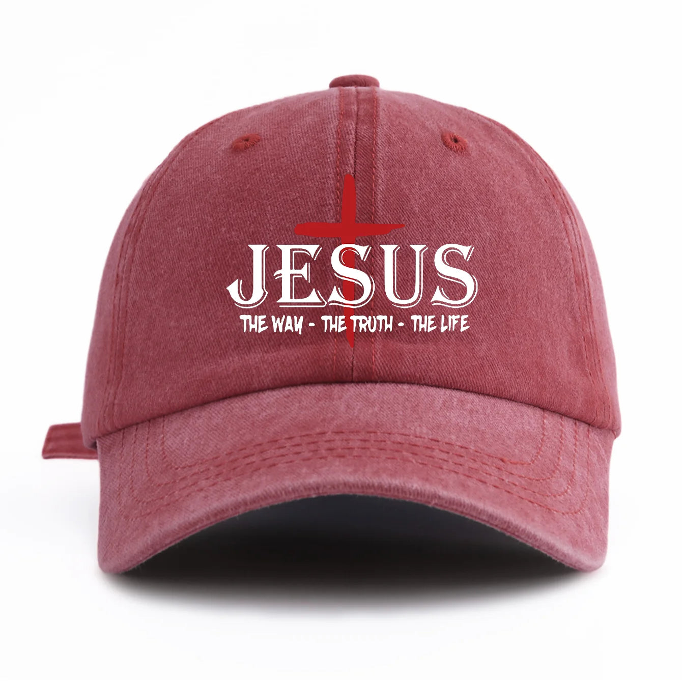 1 Pc JESUS CROSS Print Washed Baseball Cap, Classic Casual Stylish, Perfect Gift For Families And Friends