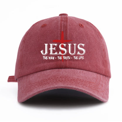 1 Pc JESUS CROSS Print Washed Baseball Cap, Classic Casual Stylish, Perfect Gift For Families And Friends