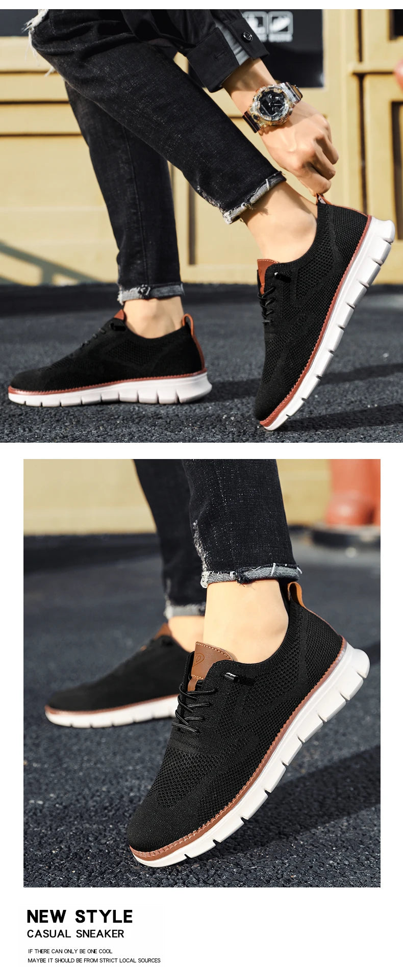 New men's large-sized casual shoes - Fly-Weave mesh breathable sports shoes, lightweight and slip-resistant men's shoes