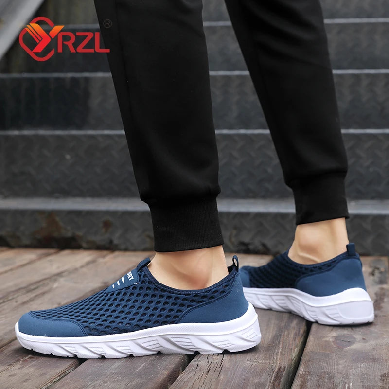 YRZL Lightweight Men's Casual Shoes, Breathable Slip-On Male Casual Sneakers, Anti-Slip Men's Flats, Outdoor Walking Shoes Size 39-46