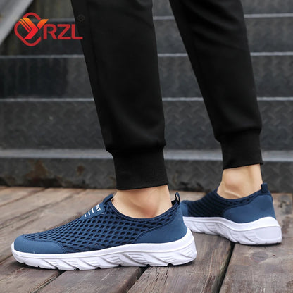 YRZL Lightweight Men's Casual Shoes, Breathable Slip-On Male Casual Sneakers, Anti-Slip Men's Flats, Outdoor Walking Shoes Size 39-46