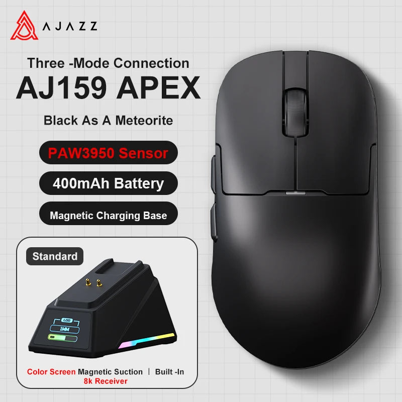 Bezdrôtová herná myš AJAZZ AJ159 APEX/AJ159PRO s RGB magnetickou nabíjacou základňou, ľahká herná myš AJ159P pre PC a notebook