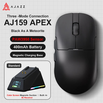 Bezdrôtová herná myš AJAZZ AJ159 APEX/AJ159PRO s RGB magnetickou nabíjacou základňou, ľahká herná myš AJ159P pre PC a notebook