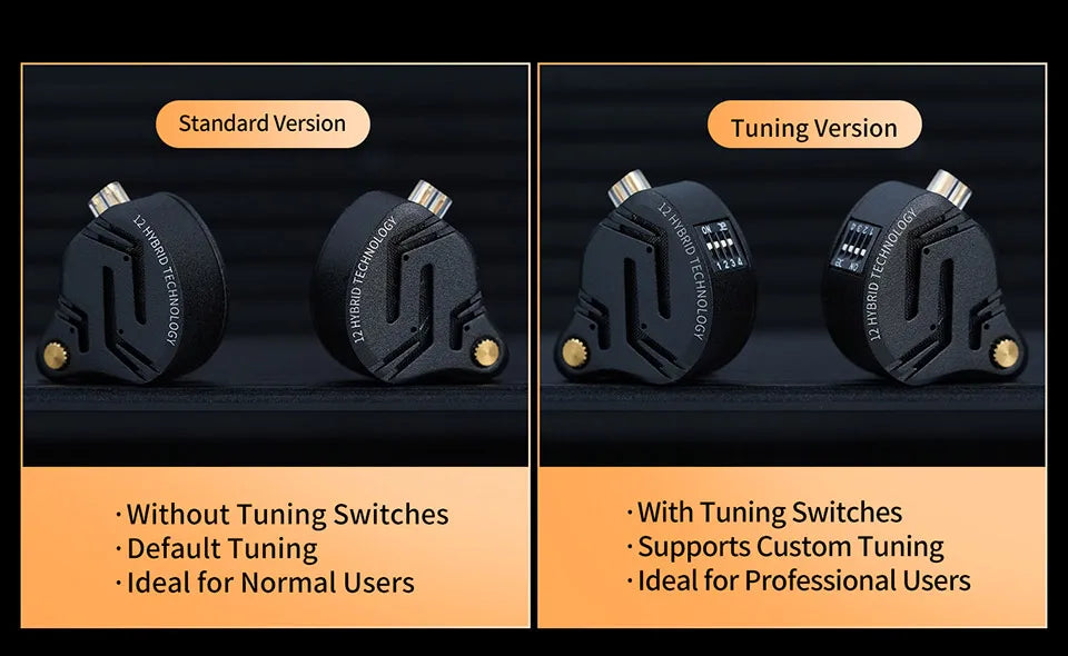 KZ ZS12 PRO X hybrid dynamisk og balanced armature-teknologi IEM-øretelefon, opgraderet HiFi-bas in-ear-hovedtelefon med tuningkabel-headset