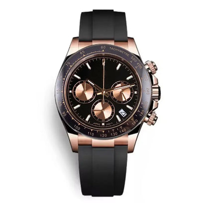 Reloj de lujo para hombre VK63 con movimiento de cuarzo, cronógrafo de negocios, 39mm, acero/oro rosa, fecha, esfera luminosa y cronógrafo completo