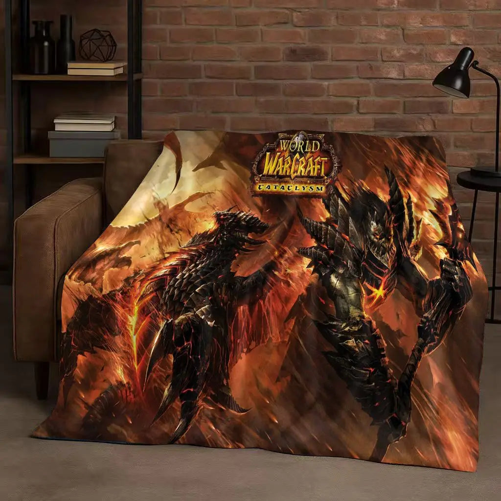 3D WOW World of Warcraft žaidimo „Demon Hunter Arthas“ animacinio stiliaus flanelinis pledas, itin minkštas pliušinis užklotas namams, miegamajam, lovai ir sofai
