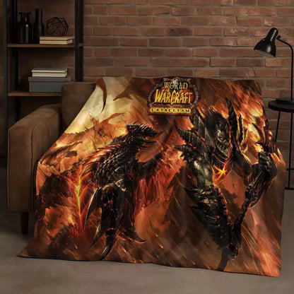 3D WOW World of Warcraft žaidimo „Demon Hunter Arthas“ animacinio stiliaus flanelinis pledas, itin minkštas pliušinis užklotas namams, miegamajam, lovai ir sofai