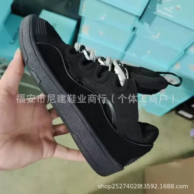 Comfortable High Heel Skate Shoes Thick Bottom Casual Sporty Dad Bag Shoes Vietnamese Cambodian New Style Knot Tied Slip-On