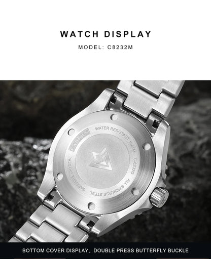 NEW 2026 CADISEN AQUA DIVER Brand Luxury Men Watches Automatic Watch Japan 8215 100M Waterproof Luminous Mechanical Wristwatch