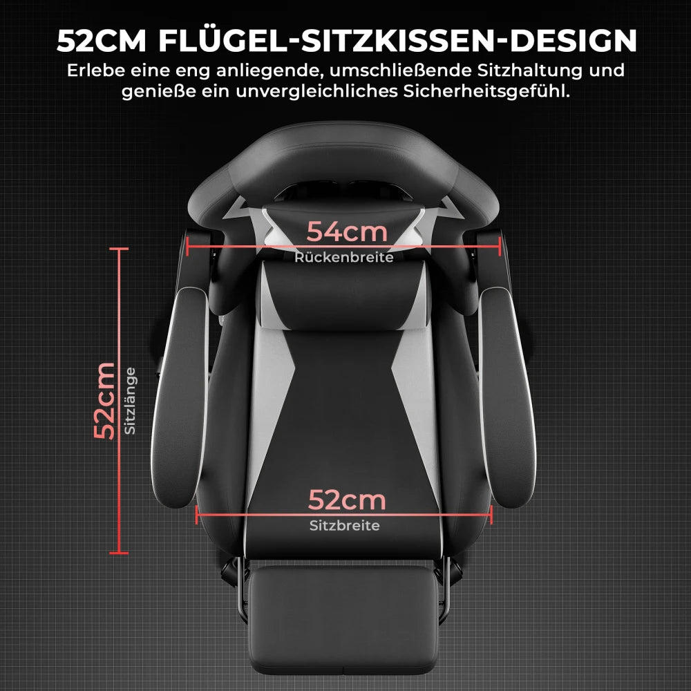 Gaming Chair Ergonomic Gaming Chair with Lumbar Pillow and Headrest, Gamer Chair Height Adjustable, PC Chair for Adults Girls Boys, Black and White
