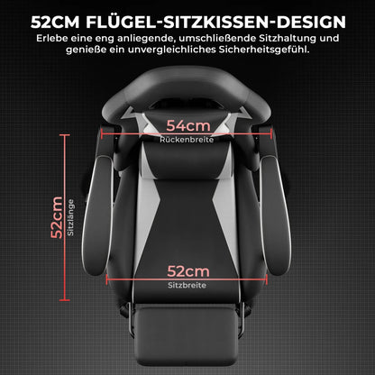 Gaming Chair Ergonomic Gaming Chair with Lumbar Pillow and Headrest, Gamer Chair Height Adjustable, PC Chair for Adults Girls Boys, Black and White