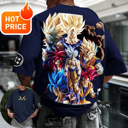 2026 Summer Dragon Ball  T-shirt 100% Cotton Goku All Forms Print Oversized Gym Streetwear Unisex Retro Tee for Adults Kids