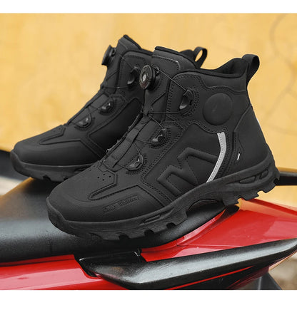 Bottes de moto imperméables pour hommes, chaussures de cyclisme pour Motocross, course de moto tout-terrain, Anti-chute, équipement respirant doux