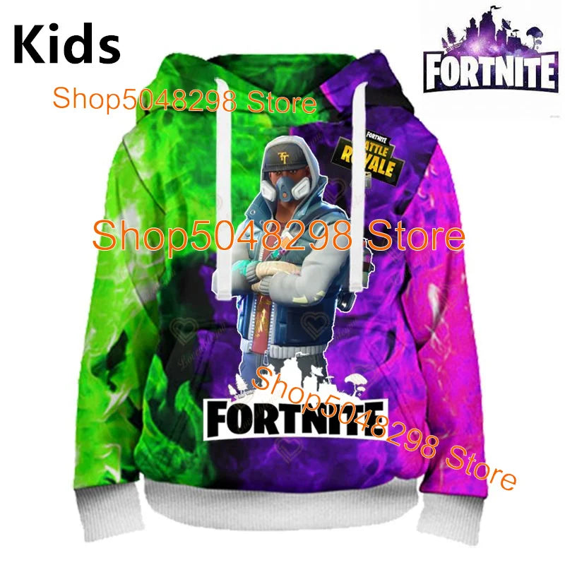 Hot Game Fortnite Hero Print Sweatshirt für Jungen und Mädchen, 3D-Kleidung, lässiger Kinder-Hoodie, für Kinder, Erwachsene, Herren und Damen, Frühlings- und Herbst-Pullover