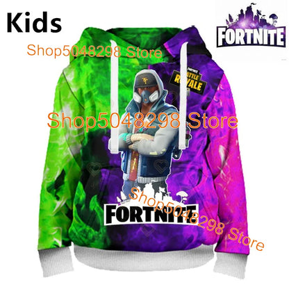 Hot Game Fortnite Hero Print Sweatshirt für Jungen und Mädchen, 3D-Kleidung, lässiger Kinder-Hoodie, für Kinder, Erwachsene, Herren und Damen, Frühlings- und Herbst-Pullover